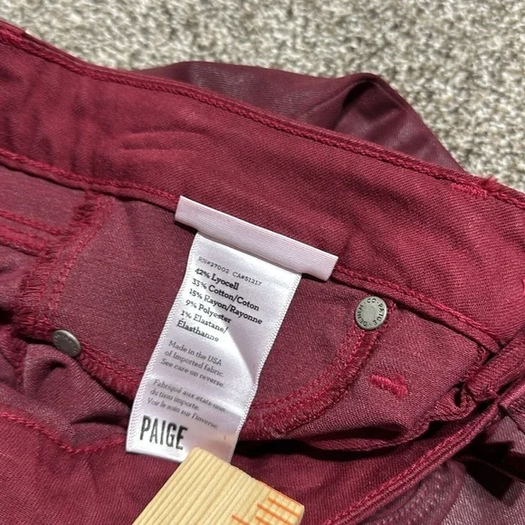 Paige verdugo ankle Shiraz silk coated skinny ankle jeans denim deep red wine - Picture 7 of 15